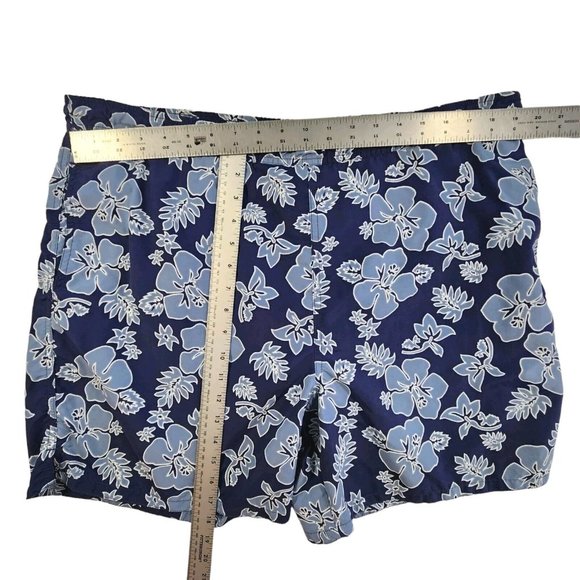 J.Crew Men's Tropical Board Shorts Large Blue Gray Hibiscus Flower Hawaiian - Picture 7 of 9